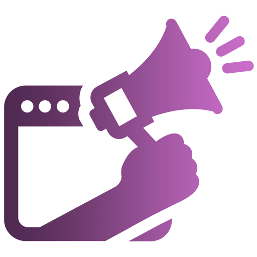 Megaphone icon symbolizing digital marketing.