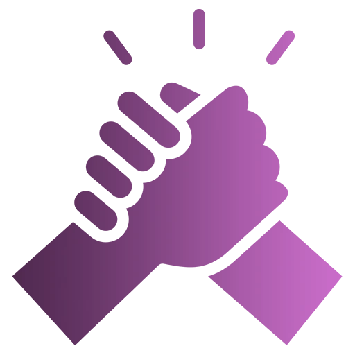 Das Handschlag-Symbol steht für Partnerschaft oder Zusammenarbeit.