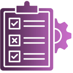 Checkliste mit Symbolen für die erste Analyse und Prozessprüfung.